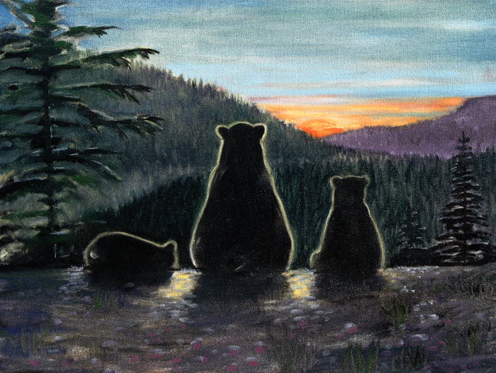 Black bear painting by Stephen Sawyer