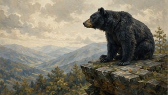 Black bear painting by Stephen Sawyer