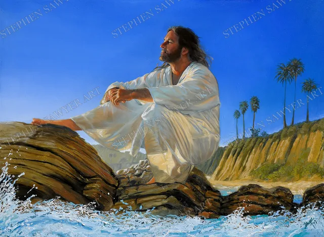 He Went Apart to Pray, painting by Stephen Sawyer